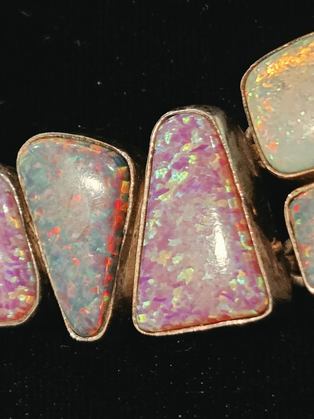 Vintage Artisan Sterling Silver Multicolor Statement Necklace 18